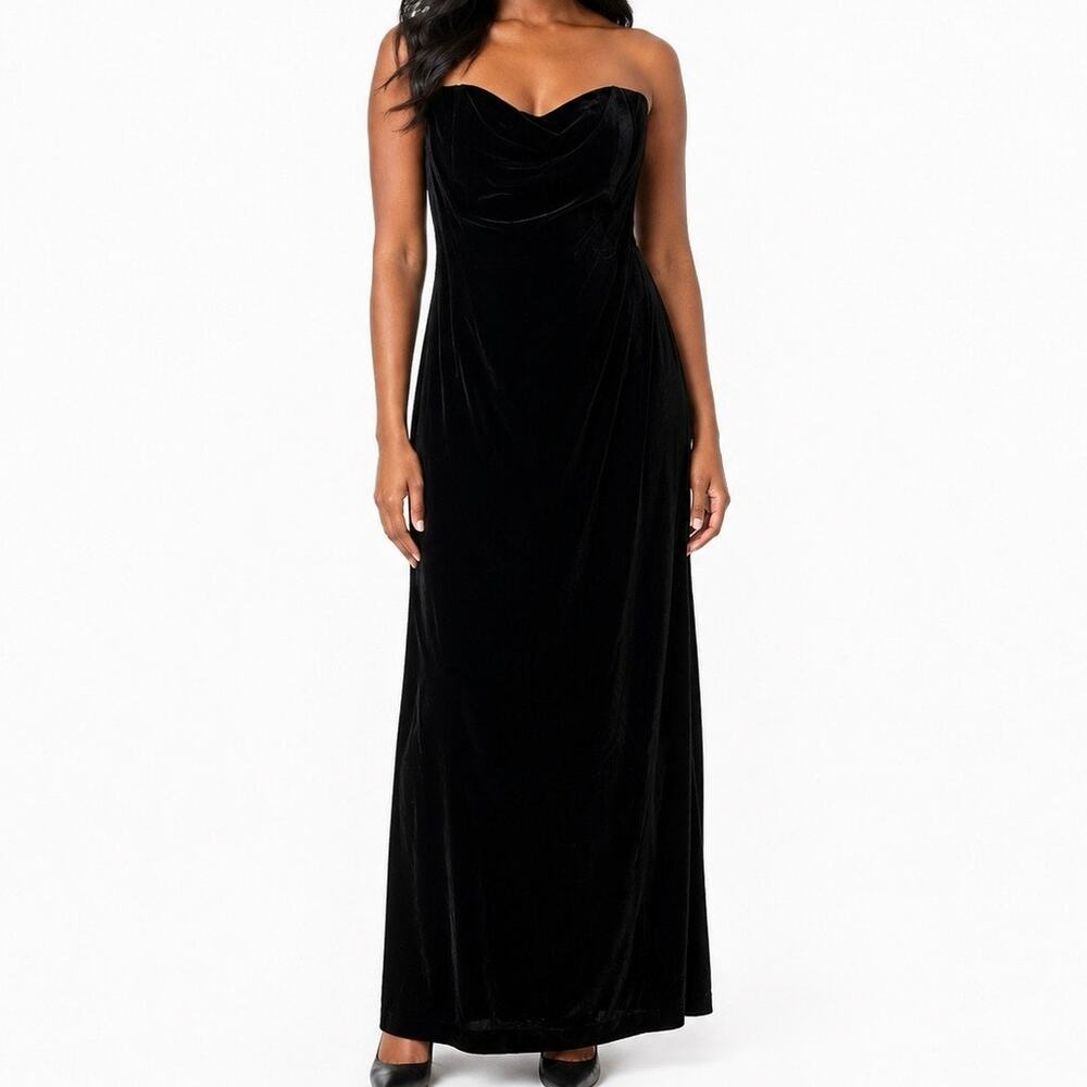 Scott McClintock Vintage Velvet Strapless Maxi Formal Dress Plus Size 24W Black